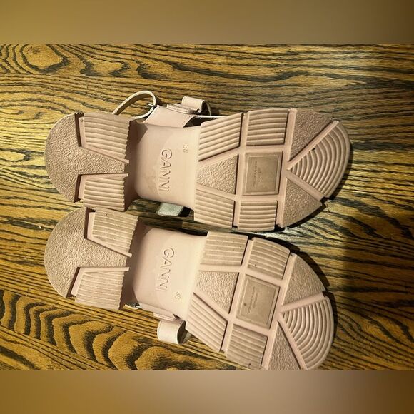 GANNI Rubber Sandals sz 8/38 pink velcro adjustable multi strap platform chunky - Picture 8 of 9